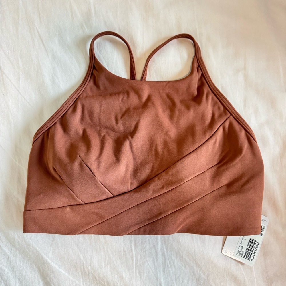 NWT Lululemon High Neck Front Wrap Rust Brown Sports Bra